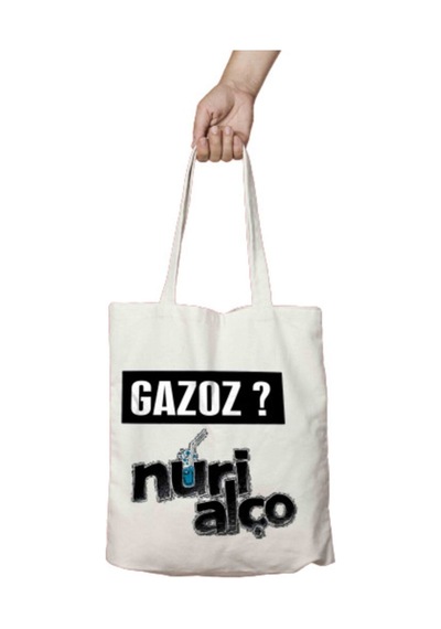 Art Hediye Gazoz Nuri Alço Iki Tarafı Kalıcı Baskılı Yıkanabilir Bez Çanta Omuz Çantası Çok Renkli