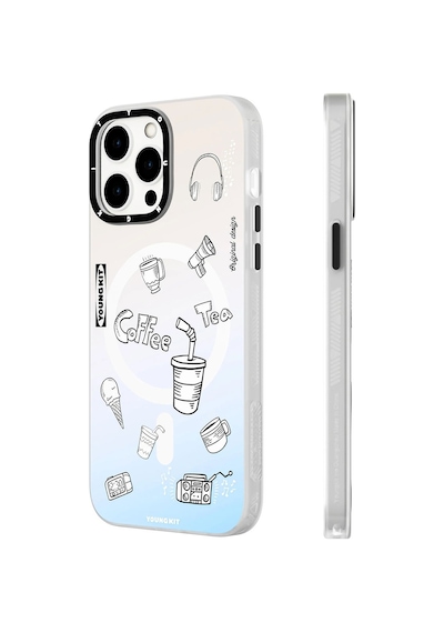 Apple Uyumlu iPhone 14 Pro Kılıf Magsafe Şarj Özellikli Desenli Youngkit Plaything Serisi Kapak Beyaz