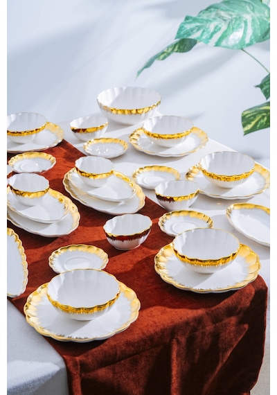 Acar Marlene Gold 6 Kişilik 33 Parça Kahvaltı Takımı Beyaz/gold