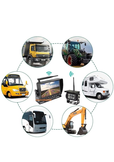 Karavan Kamera Seti 7 İnç Ekran Hafıza Kart Kayıt Etme+4 Kamera Kablosuz