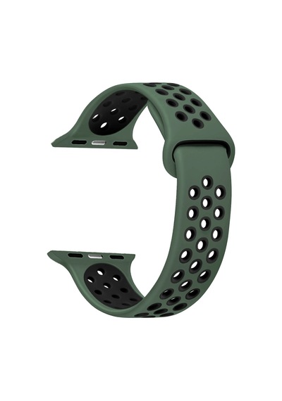Microsonic Apple Uyumlu  Watch 6 44Mm Sport Band Kordon Yeşil Siyah