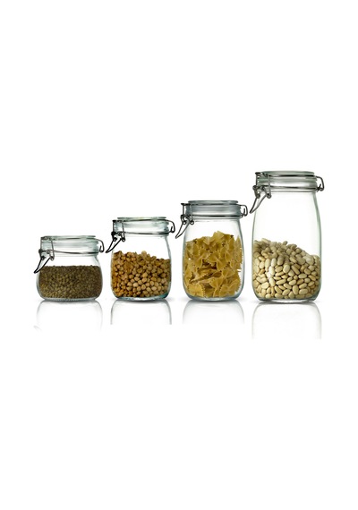 4'lü Set Korken Kavanoz Vakumlu Kilitli Cam Saklama Kavanozu 500 Ml - 750 Ml - 1000 Ml - 1500 Ml Şeffaf