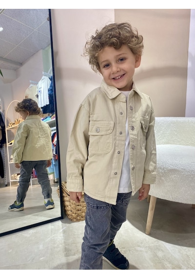 Noble Kids Erkek Çocuk Basic Denim Ceket Bej