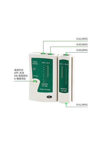 Primex Px-8070 Rj-45,rj-11 Lüks Kablo Test Cihazı, Adsl, Cat5,cat6,cat7,cat8 İnternet Kablo Tester