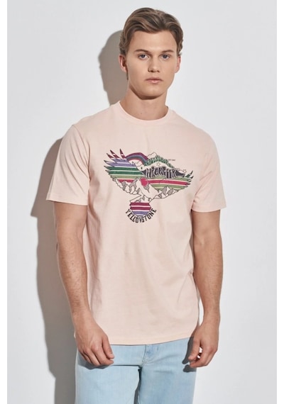Wrangler Erkek Pembe Bisiklet Yaka Tişört W231243590 Pembe