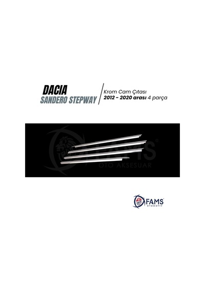 Dacia Sandero Stepway Krom Cam Çıtası Seti 4 Prç. 2012-2020