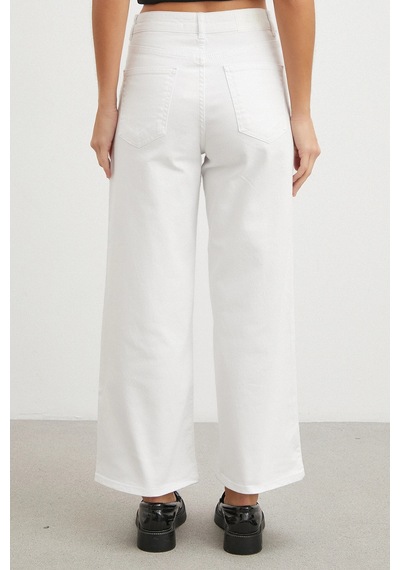 Never More Yüksek Bel Culotte Jean Beyaz