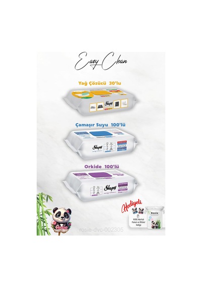 Easy Clean Orkide Ve Çamaşır Suyu Katkılı 100'lü, Yağ Çözücü 30'lu Temizlik Havlusu Ve Rosie Hediye Diğer