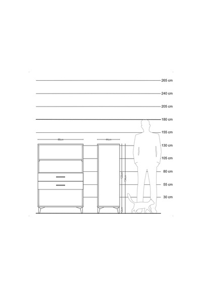 Hyperion Dolap 2 Raflı 2 Çekmeceli 88x44x134 Aytaşı-antrasit Aytaşı