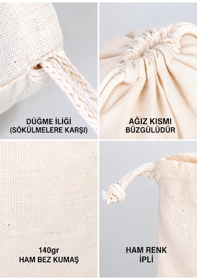 İsme Özel Erkek Bebek Çocuk Kıyafet Kesesi 30x40 Cm %100 Pamuk Ham Bez İsim Baskılı Yıkanabilir Kişiye Özel Kese 2014kk Ekru