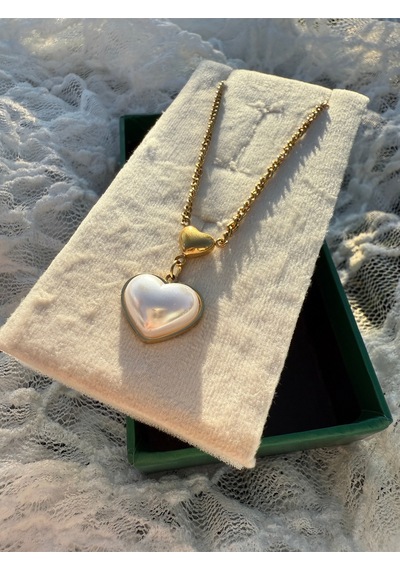 Pearl Heart Gold Kolye Altın