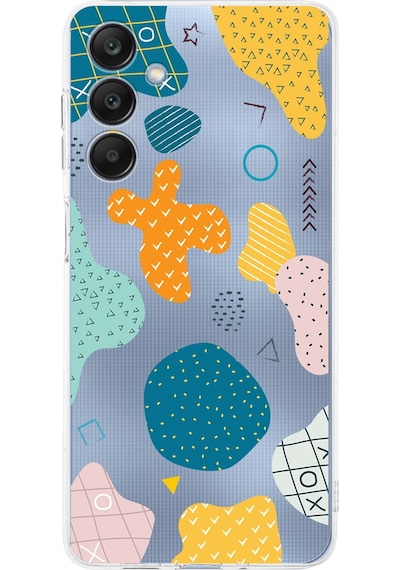 Samsung Galaxy A26 İle Uyumlu Geometrik Şekiller Baskılı Kamera Korumalı Şeffaf Kılıf Şeffaf