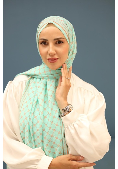 Silk Home Olinda Şal - 49005 - 14 Turkuaz Yeşili Turuncu - 10 Yeşil Turuncu