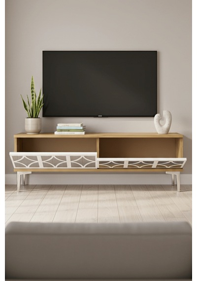 Tsa1236dbs - Öztv120 Tv Stand, Tv Sehpası Safirmeşe - Beyaz - Sılver 120cm