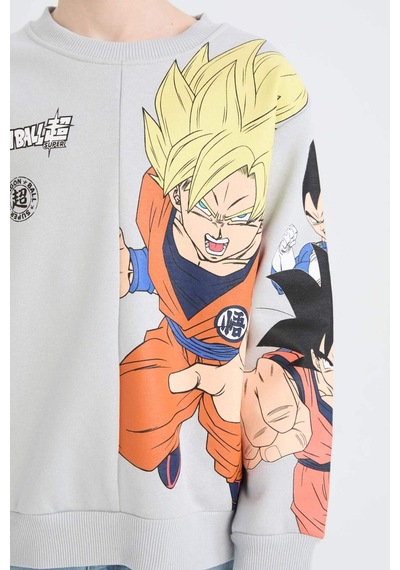 DeFacto Erkek Çocuk Dragon Ball New Bisiklet Yaka Sırt Baskılı Kalın Sweatshirt D6814A824WNGR297
