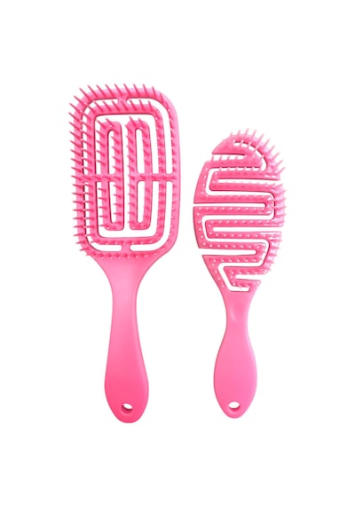 Croc Saç Fırçası Seti 2li Pembe - Saç Açıcı Fırça, 3d Detangler Brush - Tarak Hediyeli