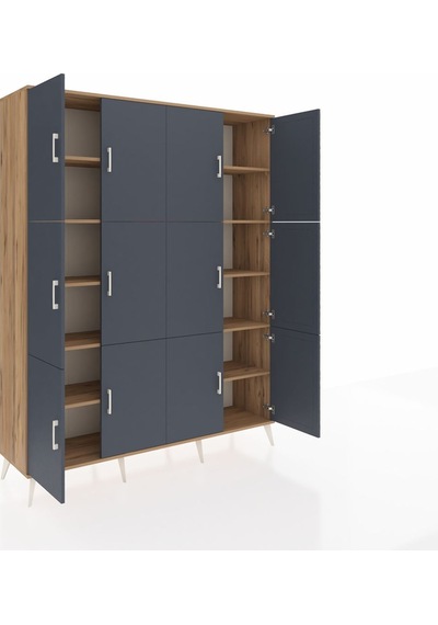 Hyperion Gardrop 10 Raflı 12 Kapaklı 176x44x221 Çam-antrasit/çam Antrasit/çam Hyperion Gardrop 10 Raflı 12 Kapaklı 176x44x221 Çam-antrasit/çam Antrasit/çam