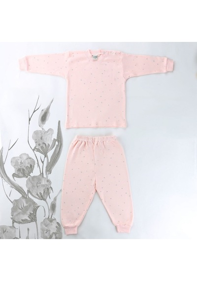 Sebi Bebe Mini Çiçekli Pijama Takımı 9127 Pembe