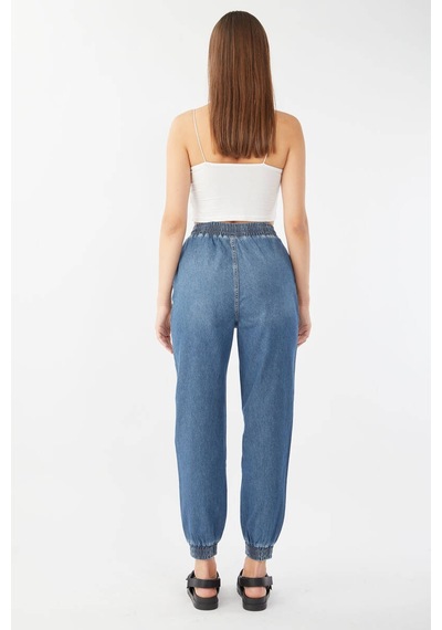Kadın Lastikli Jogger Pantolon Koyu Mavi 001