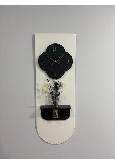 Yonca Ahşap Pilli Ledli İskandinav Tarzı Salon Duvar Saati Modern Çiçeklik 40 X 110 Cm Paris Grisi - Antrasit