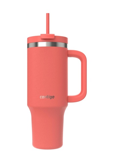 Contigo Üniseks Yetişkin Streeterville Tumbler Pipetli Yalıtımlı Su Şişesi, 1.2l, Mercan Genel