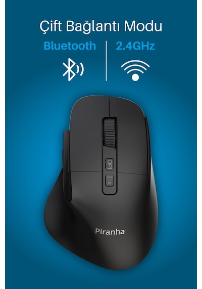 7658 Sessiz Tuşlu Kablosuz Mouse / Bluetooth + 2.4ghz Usb / Dpı 800-1200-1600 / 7 Tuşlu 7658