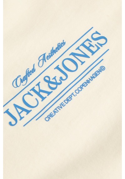 Jack & Jones Jorcassıs Minimal Erkek Tişört Bisiklet Yaka Kısa Kollu Rahat Günlük Krem