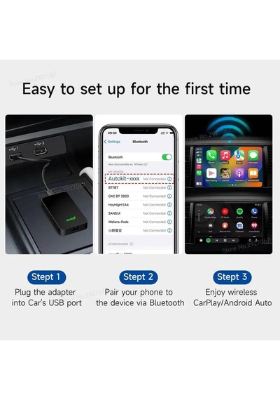 5.0 Carplay Ve Android Auto Carplay Ve Android Auto'lu Otomobiller İçin Kablosuz Adaptör Üretim Yılı: 2017-2023 ,
