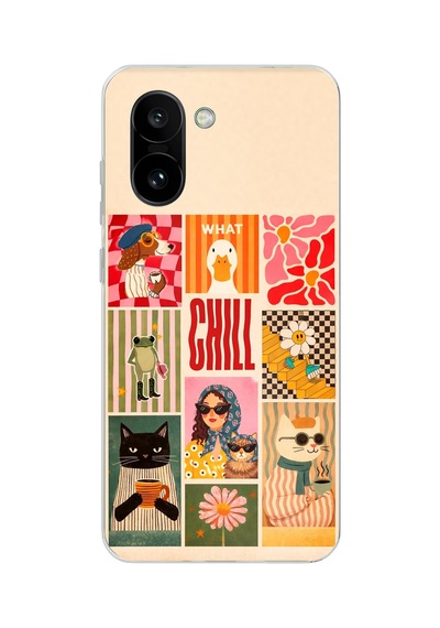 Oneplus 15r Uyumlu Cool Chill Krem Pop Art Kolaj Baskılı Silikon Kılıf