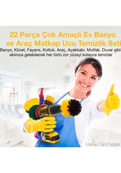Polham 22 Parça Banyoev Ve Otomobil Detaylı Temizlik İçin Matkap N11.8603