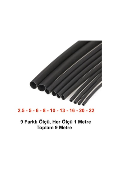 Isıyla Daralan Makaron Kablo Seti (9 Çeşit Herbiri 100 Cm ) Kablo