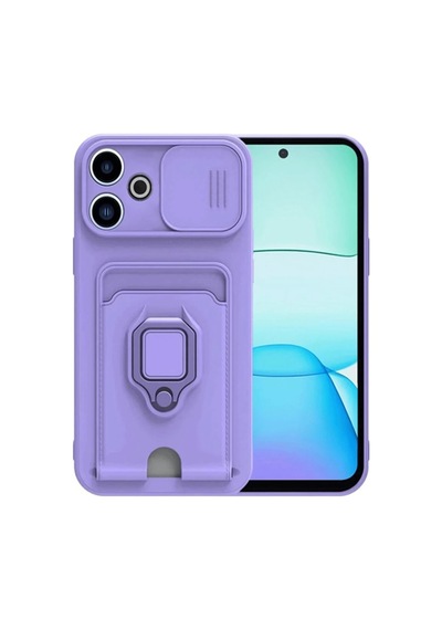 Xiaomi Redmi 13 4g Uyumlu Kılıf Zuma Kartvizitli Yüzüklü Silikon - Lila