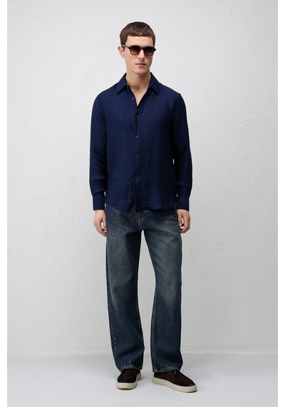 Antioch Crinkled Relax Fit Erkek Gömlek Lacivert