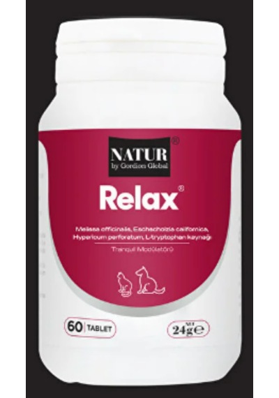 Natur Relax Kedi Ve Köpekler İçin Stres Ve Anksiyete Önleyici Sakinleştirici Tablet 60 Adet