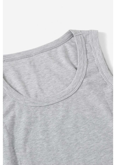 Merry See Düz Renk Kadın Kolsuz Bluz Crop Top Gri