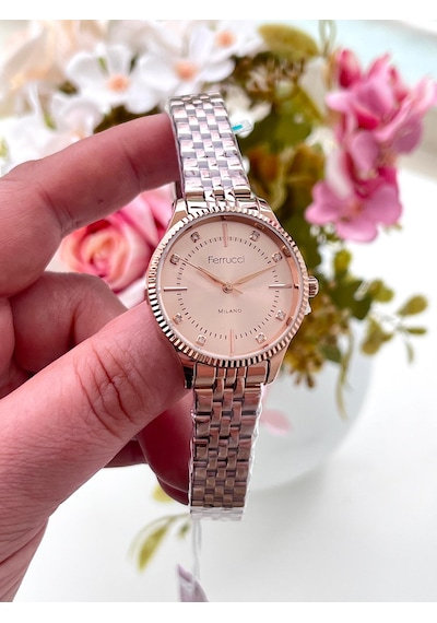 Ferrucci Fc60783 Retro Model Çelik Jübile Kordon Sade Şık Kadın Kol Saati Rose Gold