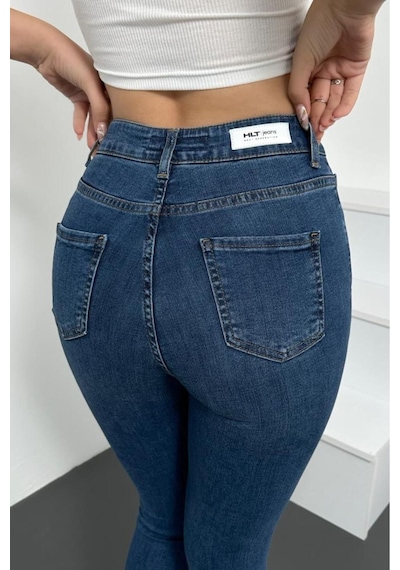 HLT Jeans Kadın Açık Mavi Süper Skinny Fit Esnek Likralı Yüksek Bel Denim Jean Kot Pantolon Jennie-açık Mavi 001