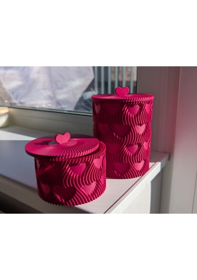 3d Baskı Kapaklı Dekoratif Saklama Kutusu Takı Aksesuar Organizer Kavanoz Dalgalı Desen Fuşya