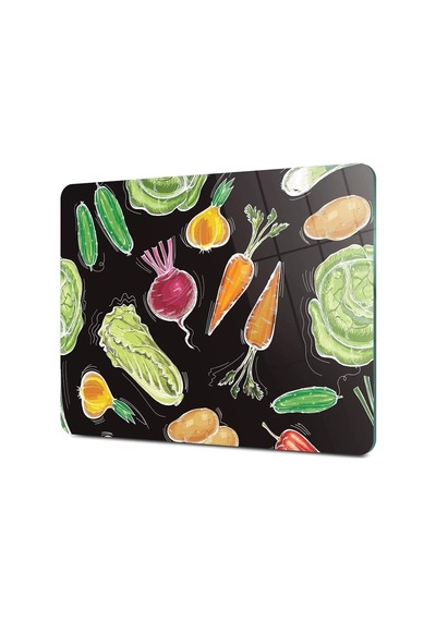 Tr Cam Kesme Tahtası Ve Sunum Tablası Sebze Desenli 20 X 30 Cm Diğer