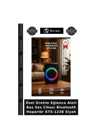 Özel Üretim Eğlence Aleti Bas Ses Cihazı Bluetooth Hoparlör Kts-1238 Siyah