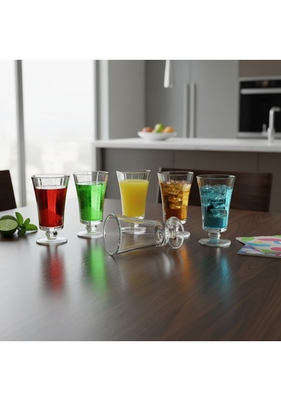 6'li Cam Kahve Yanı Su Bardağı Seti - 125 Ml Ayaklı, Şeffaf Ve Kristal Kesim Desenli Nostaljik Kadeh Takımı Çok Renkli