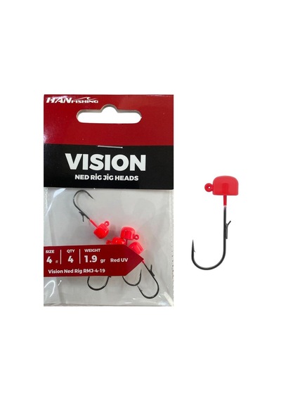 Hanfish Vision Ned Rig Jig Head Rmj 1.9gr No:4 Red Uv 4 Adet Standart