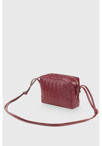 Housebags Bordo Örgü Detaylı Çapraz Askılı Çanta 260 Bordo