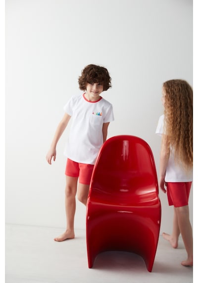 Penti Unisex Çocuk Pastel Boya Baskılı Pijama Takımı Çok Renkli