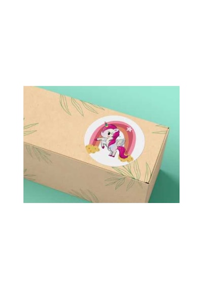 Sevimli Unicorn Yuvarlak Mat Etiket Cute Round Sticker 4cm - 40 Adet Çok Renkli