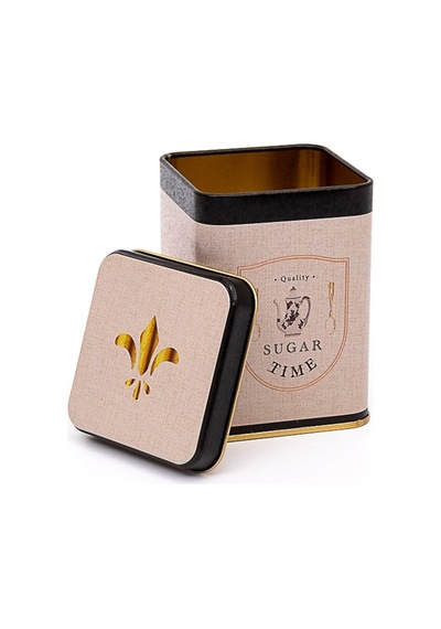 Azura Sugar Desenli Kare Metal Saklama Kabı 7.5 x 7.5 x 10 CM 0.5 L