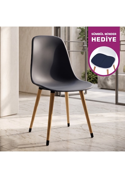 Vilinze Eames Naturel Ahşap Ayak Plastik Füme Sandalye Eames-beyaz