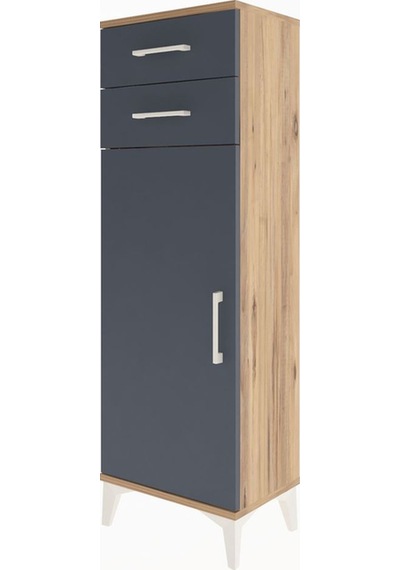 Arges Dolap 2 Raflı 2 Çekmeceli Tek Kapaklı 44x30x134 Çam-ant... Çam