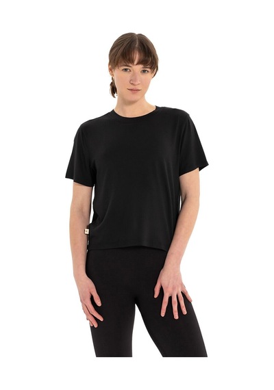 Inguz Modal Bisiklet Yaka Basic Yoga T-shirt SIYAH