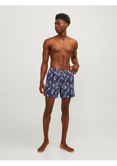 Jack & Jones Jpstfıjı Aop Erkek Lacivert Deniz Şortu 12253230 Çok Renkli